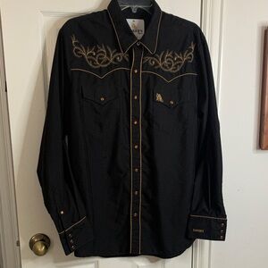 Ranger’s Legend Men's Black Western Dress Shirt Brown skull